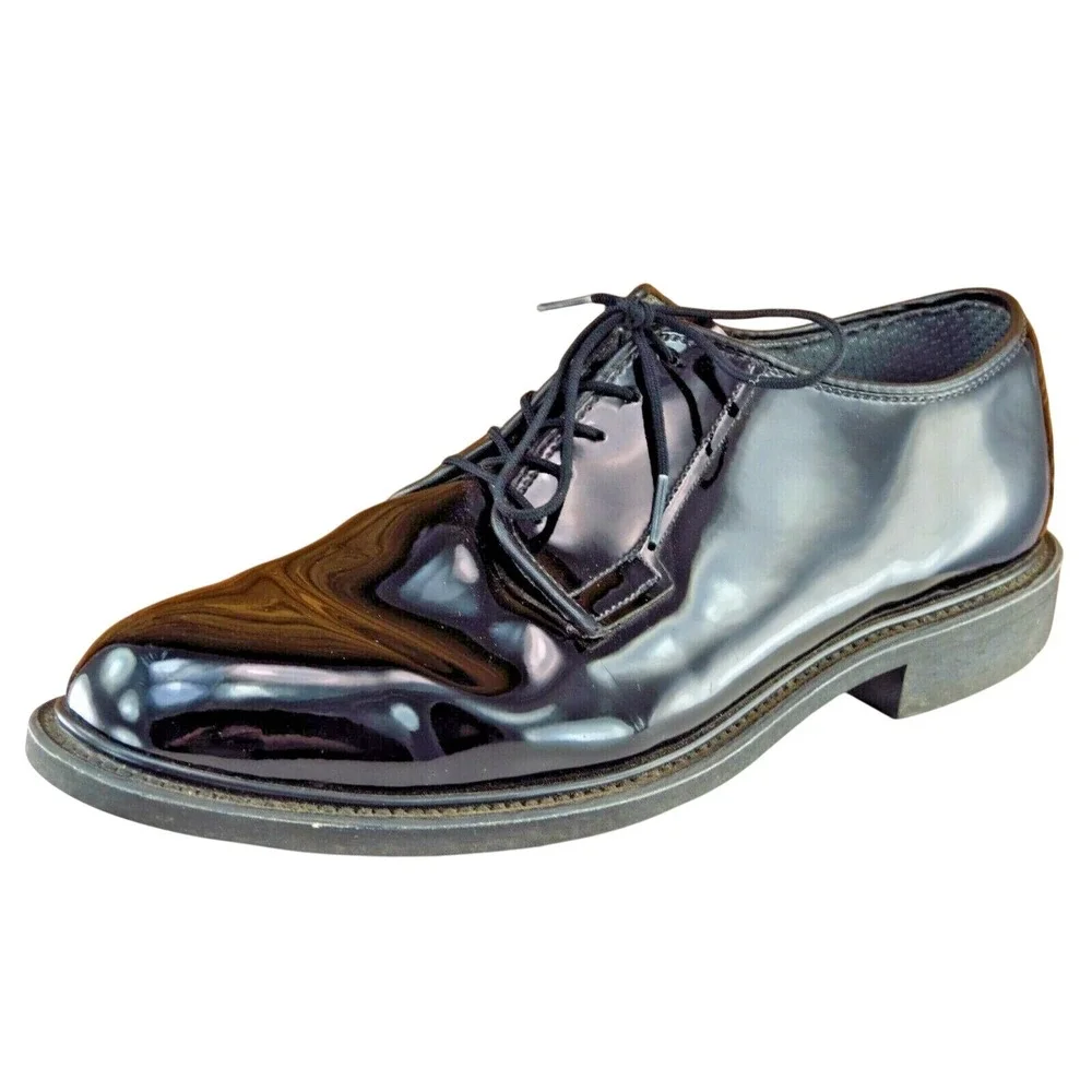 Bates Shoes Sz 11.5 M Almond Toe Black Derby Oxfords Synthetic Men‎